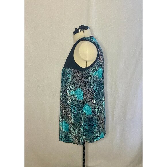 Only 9 Womens turquoise and black plus size stretchy top. Size 3X - Picture 3 of 5